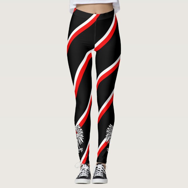 Polnische Streifenflagge Leggings (Vorderseite)