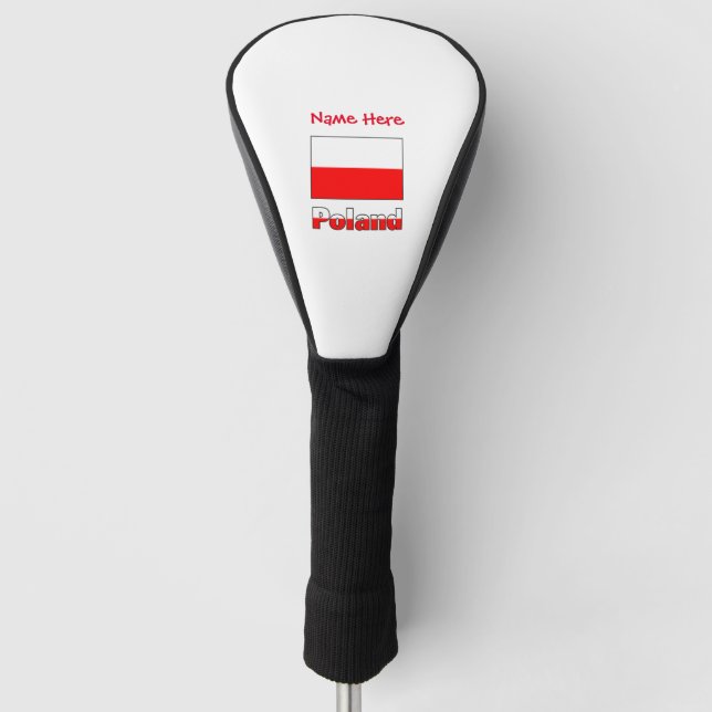Polnische und polnische Flagge - Rote Personalisie Golf Headcover (Vorderseite)