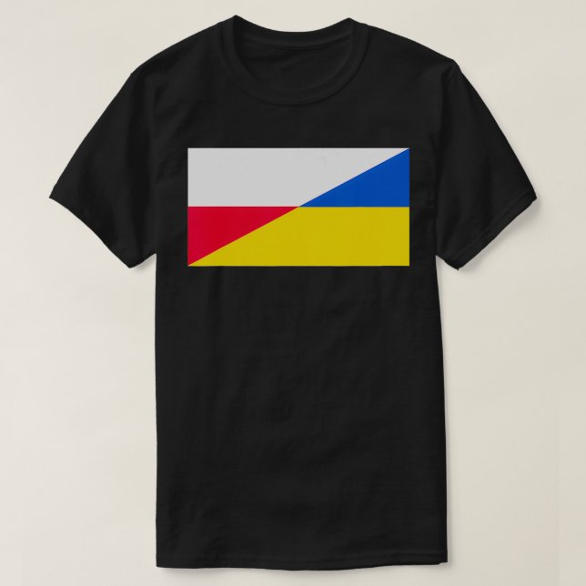 Polnische Unterstützung für die ukrainische Flagge T-Shirt (Design vorne)