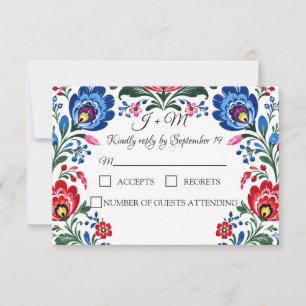 Polnische Volkskunst Blumen Polska Moderne Hochzei RSVP Karte