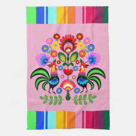 Polnische Volkskunst - Blumenstickermuster Geschirrtuch