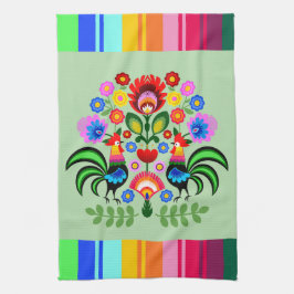 Polnische Volkskunst - Blumenstickermuster Geschirrtuch