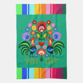 Polnische Volkskunst - Blumenstickermuster Geschirrtuch