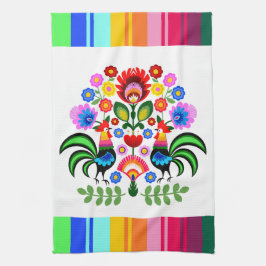 Polnische Volkskunst - Blumenstickermuster Geschirrtuch