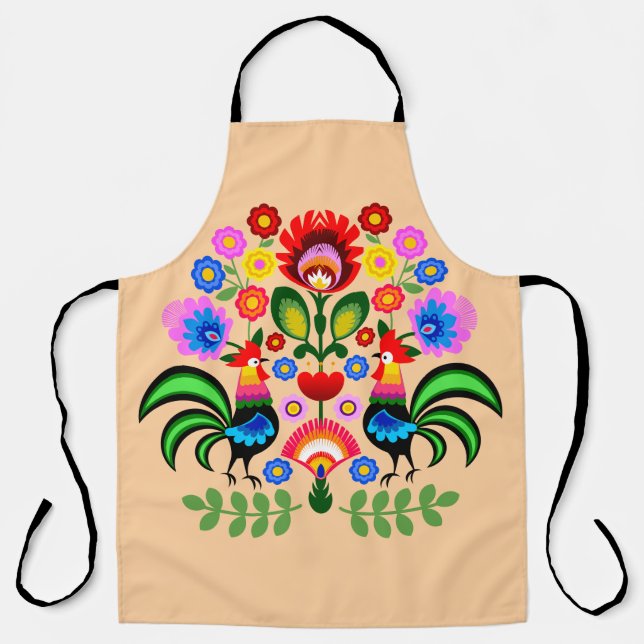 Polnische Volkskunst - Blumenstickermuster Schürze (Vorderseite)