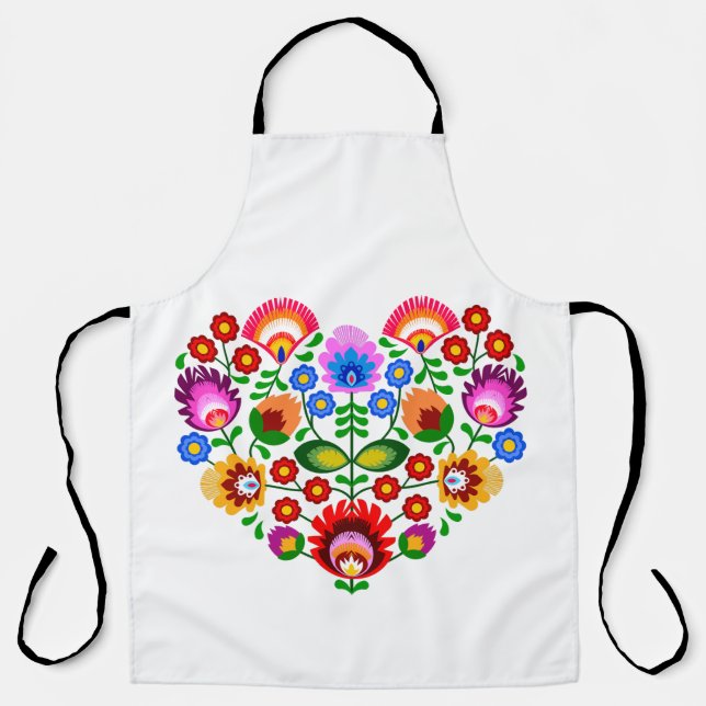 Polnische Volkskunst - Blumenstickermuster Schürze (Vorderseite)