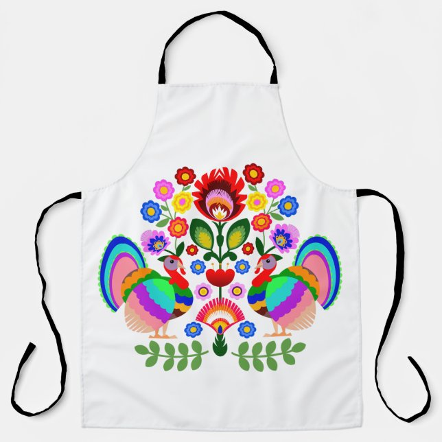 Polnische Volkskunst - Blumenstickermuster Schürze (Vorderseite)