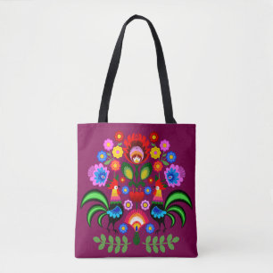 Polnische Volkskunst - Blumenstickermuster Tasche
