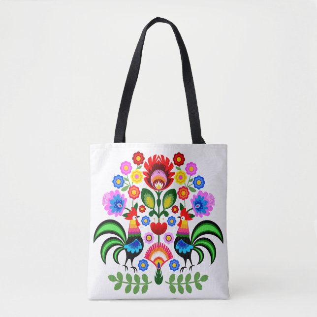 Polnische Volkskunst - Blumenstickermuster Tasche (Vorderseite)