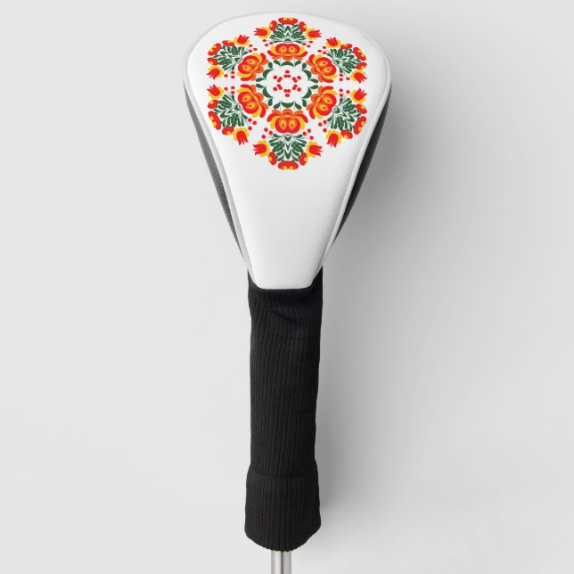 Polnische Volkskunst - Blumenstickermuster und cu Golf Headcover (Vorderseite)
