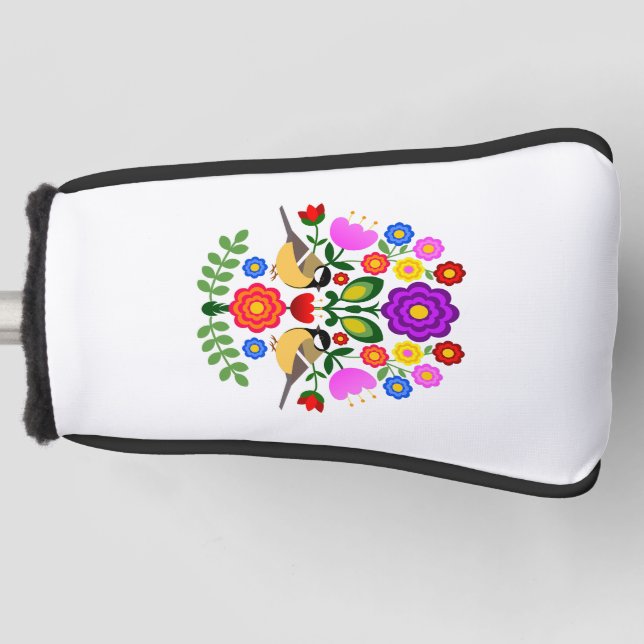 Polnische Volkskunst - Blumenstickermuster und cu Golf Headcover (Vorderseite)