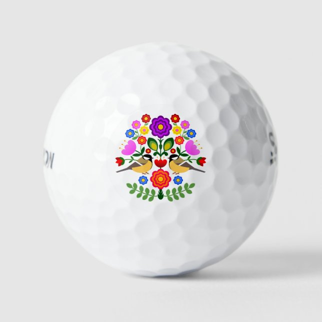 Polnische Volkskunst - Blumenstickermuster und cu Golfball (Vorderseite)