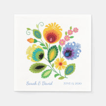Polnische Volkslieder-Blume Gelbe Hochzeit Napkin