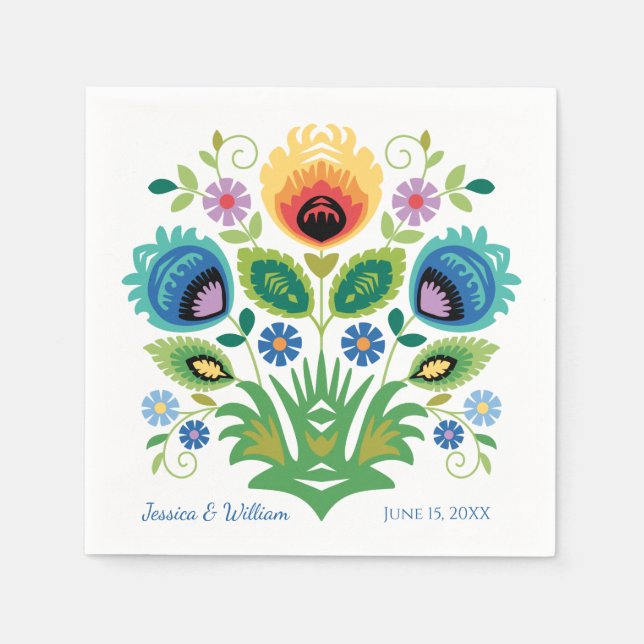 Polnische Volksmörder-Blume Lavendel und Gelb Serviette (Vorderseite)