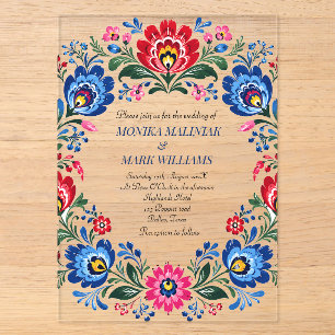 Polnische Volkstümliche Florale Elegante Tradition Acryleinladungen
