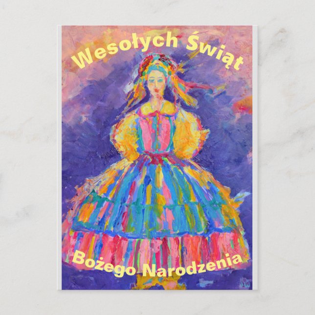 Polnische Weihnachtskarte Postkarte (Vorderseite)