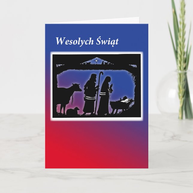 Polnische Weihnachtskarte, Wanzenszene Feiertagskarte (Vorderseite)