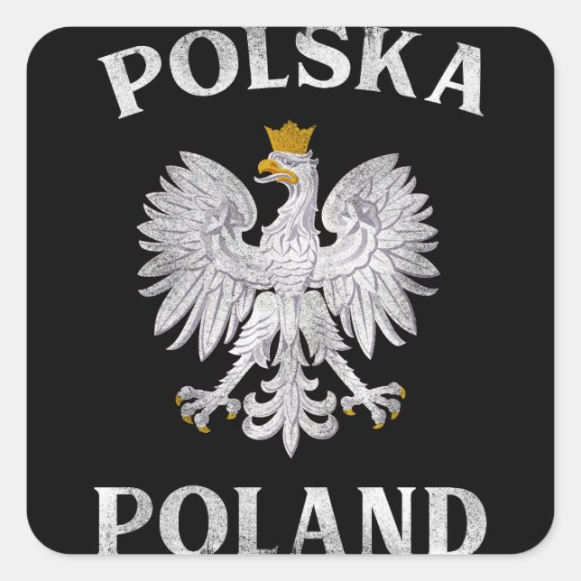 Polnischer Adler auf polnischer Seite Wappen Polsk Quadratischer Aufkleber (Vorderseite)