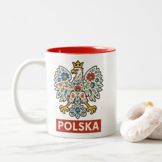 Polnischer Adler Floraler Volks-Polska Zweifarbige Tasse