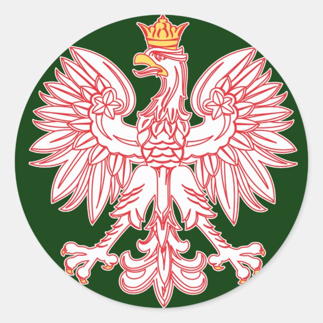 Polnischer Adler, in Roter Rundaufkleber umrissen Runder Aufkleber (Vorderseite)