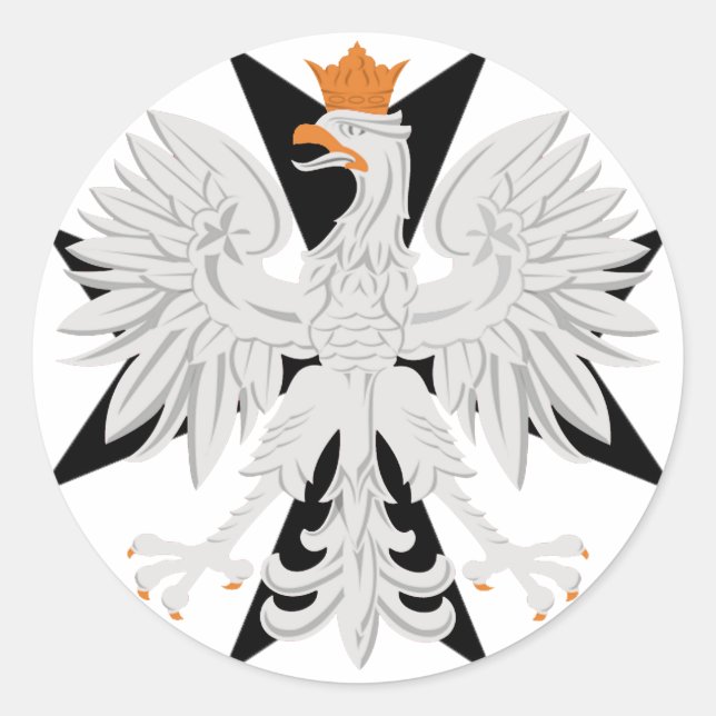 Polnischer Adler Malteser Kreuz Runder Aufkleber (Vorderseite)