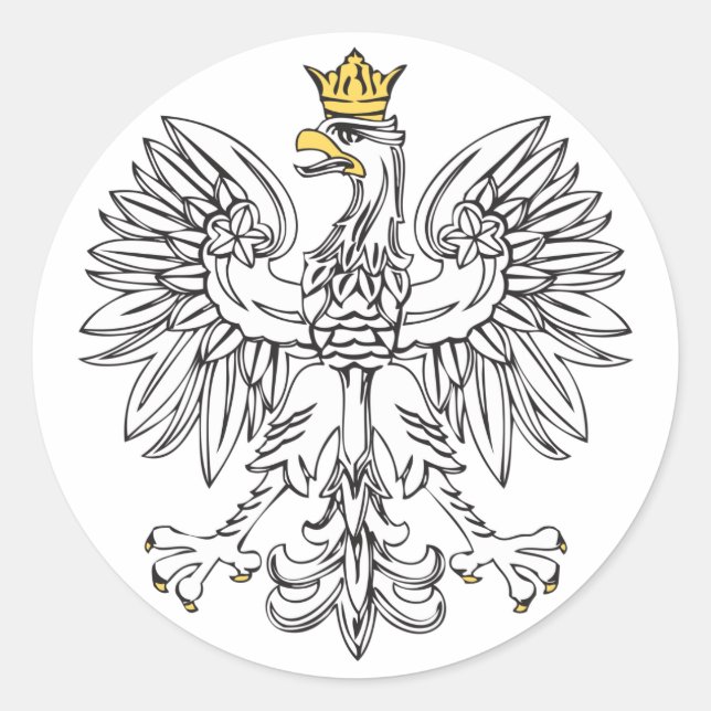 Polnischer Adler mit Goldkrone Runder Aufkleber (Vorderseite)