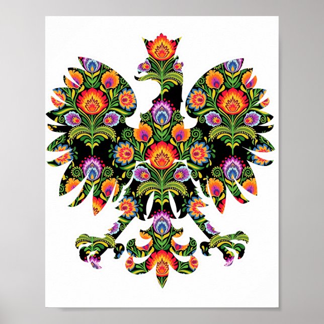 Polnischer Adler Polen Wycinanki Emblem, polnische Poster (Vorne)