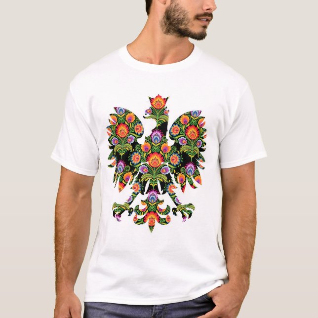 Polnischer Adler Polen Wycinanki Emblem, polnische T-Shirt (Vorderseite)