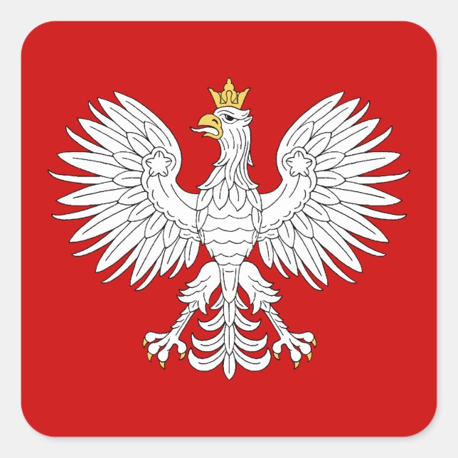 Polnischer Adler Quadratischer Aufkleber (Vorderseite)