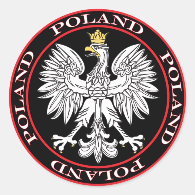Polnischer Adler Runder Aufkleber (Vorderseite)