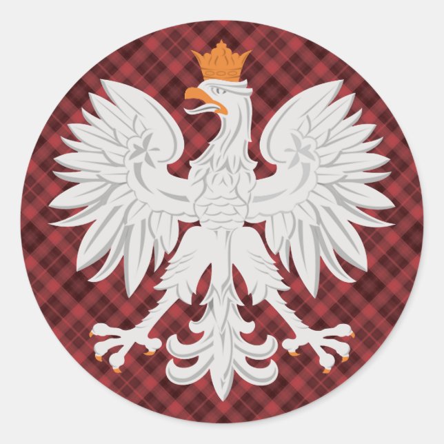 Polnischer Adlerrot Kariert Runder Aufkleber (Vorderseite)
