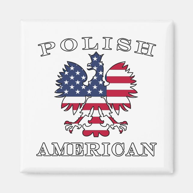 Polnischer amerikanischer Flaggenadler Magnet (Vorne)