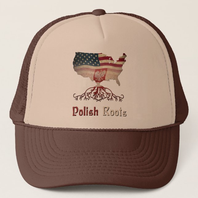 Polnischer amerikanischer Roots Trucker Hat Truckerkappe (Vorderseite)