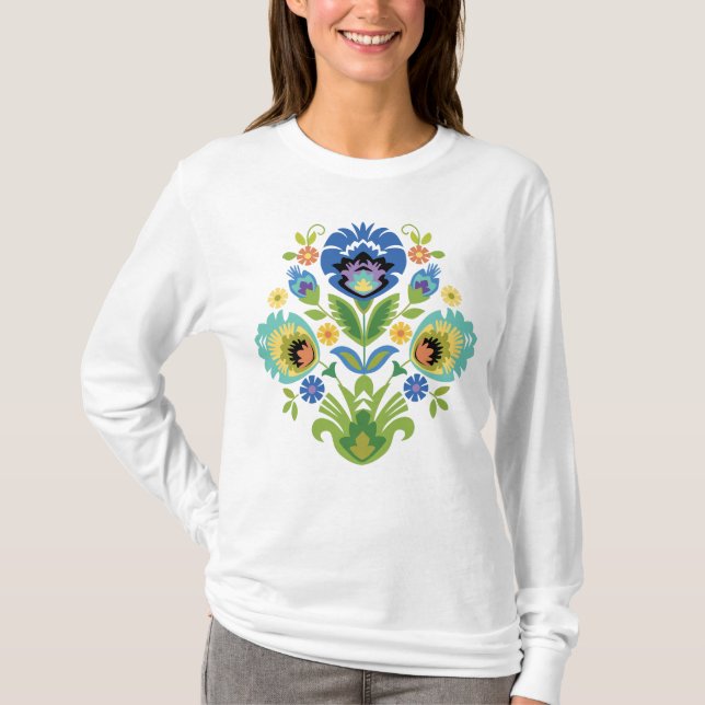 Polnischer Blumenblauer und Aquamariner Paperschni T-Shirt (Vorderseite)