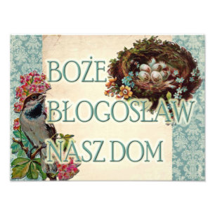 Polnischer Boże Błogosław Nasz Dom-Gott segnen Fotodruck