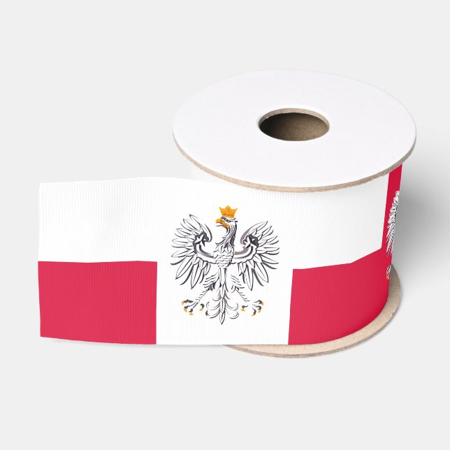 Polnischer Flaggenband, Adler, Herz, Polen Ripsband (Spule)