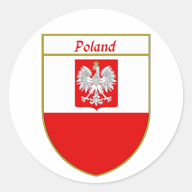 Polnischer Flaggenschild Runder Aufkleber (Vorderseite)