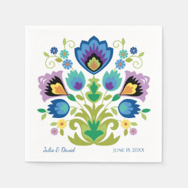 Polnischer Folk Blume Blauer Lavendel Serviette