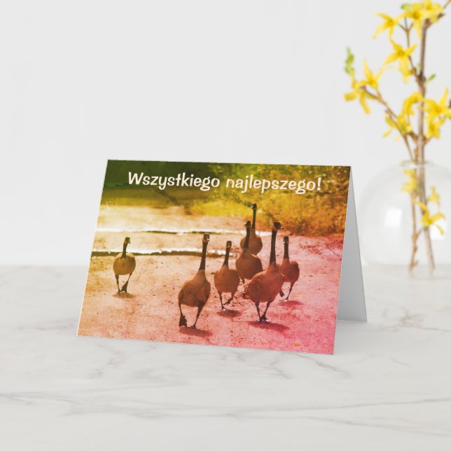 Polnischer Geburtstag Sto Lat Kanada Geflügel Karte (Gelbe Blume)
