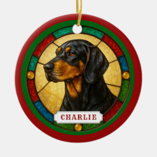 Polnischer Jagdhund Keramik-Kreis-Ornament Keramik Ornament