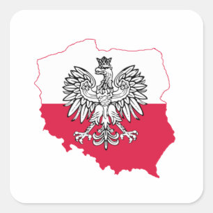 Polnischer Karten-Flaggen-Aufkleber Quadratischer Aufkleber