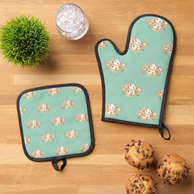 Polnischer Kartoffelpüree Pierogies Sour Cream Ofenhandschuh & Topflappen-Set (Oben Unten)