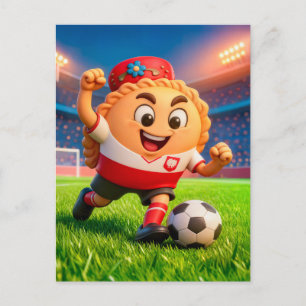 Polnischer Pierogi-Fußballspieler auf hellem Stadi Postkarte