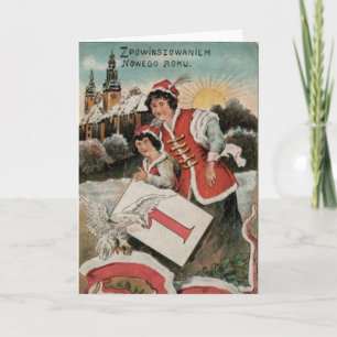 Polnischer Retro Neue Jahre Tageskarte Karte