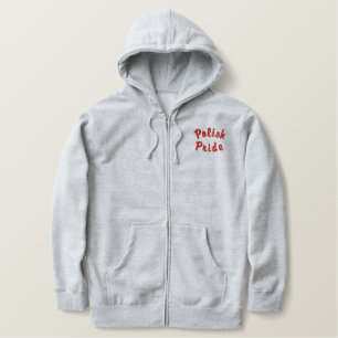 Polnischer Stolz bestickt Fleece Zip Hoodie Bestickter Hoodie