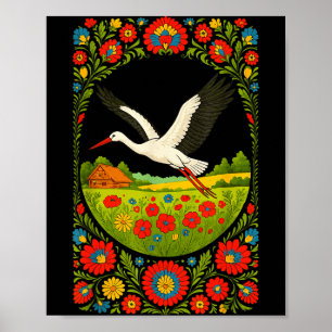 Polnischer Storch Volkskunst Polska Landdesign Poster