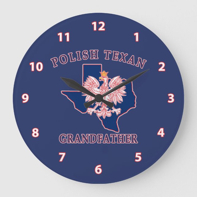 Polnischer Texan-Großvater Große Wanduhr (Vorderseite)
