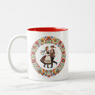 Polnischer Volkstanz Wycinanki Zweifarbige Tasse