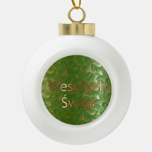 Polnischer Weihnachtsmarkt Poinsettia Keramik Ball Keramik Kugel-Ornament (Vorderseite)