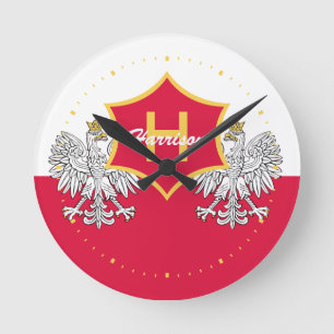 Polnischer Weißadler Wappen Mit Monogramm Runde Wanduhr